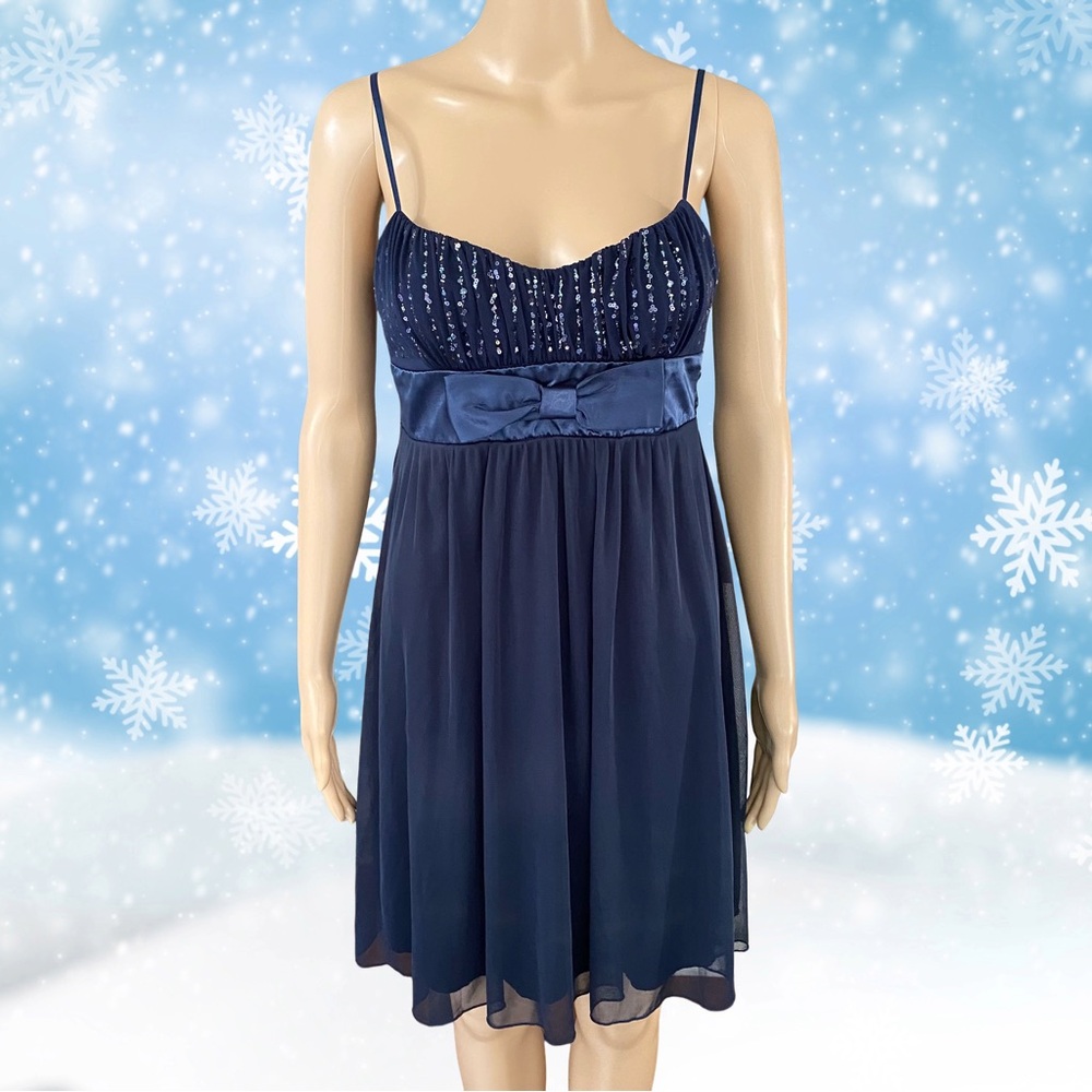 Vintage Ruby Rox Blue Sequin Babydoll Dress